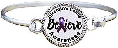 Ulcerative Colitis Awareness Believe Silver Bangle Bracelet Jewelry Gift