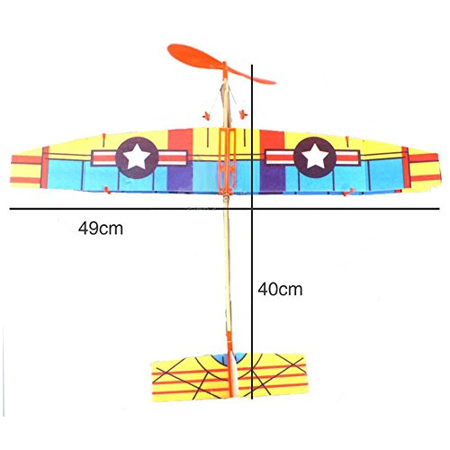 HuntGold DIY Plane Rubber Band Powered Biplane Aircraft Baby Kids Outdoor Assemble Toy Kit Random Colour