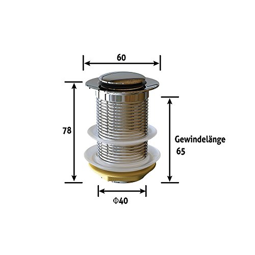 ABLAUFGARNITUR ABLAUF VENTIL PUSH OPEN POP UP OHNE ÜBERLAUF P2 - 4