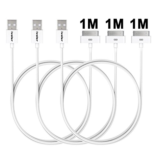 [3 Stück] iPhone 4s Kabel, iVoler [3ft/1m] 30 Pin Dock Connector auf USB Kabel Sync und Ladekabel Datenkabel USB mit 30 polige Stecker für Apple iPhone 4/4s, iPhone 3G/3GS, iPad 3/2/1, iPod touch 2 3 4, iPod nano 5/6 (Weiß)
