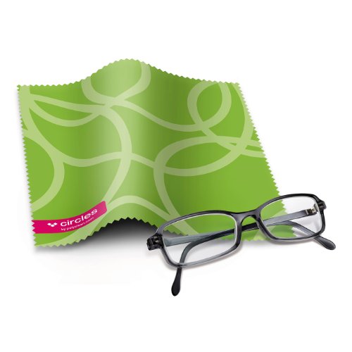 Preisvergleich Produktbild 1x POLYCLEAN Design-Brillentuch aus Microfaser P-9000 – Brillen-Putztuch für Glas, Tablet, Laptop, iPad & Co. (17,5 x 17,5 cm, Circles green)