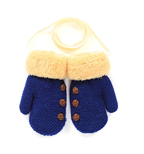 Moolecole Creative Warm Gloves Baby Boys Girls Toddler Children Kids Knitted Mitten Gloves Dark Blue
