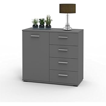 CARO-Möbel Kommode Sideboard Schrank Chicago in grau, mit Tür und 4