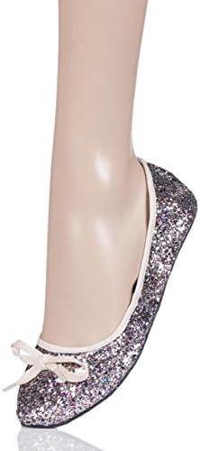 RollaSole Ladies 1 Pair Hundreds and Thousands After Party Shoes to Keep in Your Handbag Silver Medium 5-6