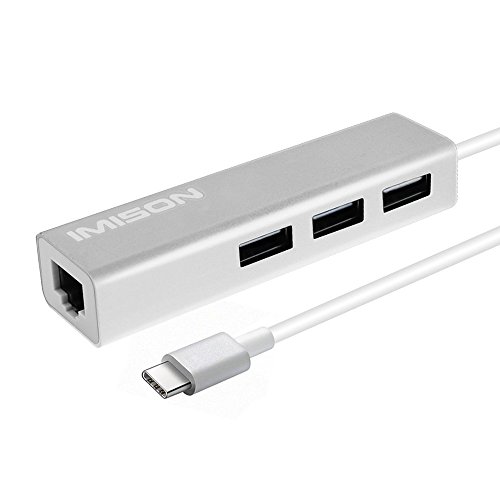 USB 2.0 Hub 3 Port Ethernet Adapter USB Netzwerkadapter IMISON USB Typ-C Hub Unibody für Ultrabooks, Laptops und Tablet PC (Silber)