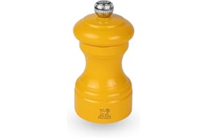 PEUGEOT - Moulin à Poivre Bistro 10 cm - Réglage Classique - En Bois Labellisé PEFC - Fabrication Française - Coloris Laqué Jaune Safran