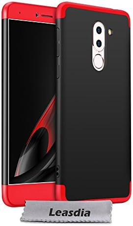 Leasdia™ Huawei Honor 6X Detachable 3 in 1 Hard Shockproof Case Unique PC with Cap Protective Ultra Slim Anti-Scratch 360 Cover (Huawei Honor 6X, Red+black)