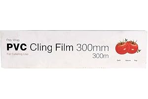 OTLCREATIONS Cling Film Food Wrap – Multipurpose Poly Wrap – for Kitchen, Restaurants, Catering – Professional Cling Film Roll - Freezer & Microwave Safe - 300mm x 300m - Pack of 1