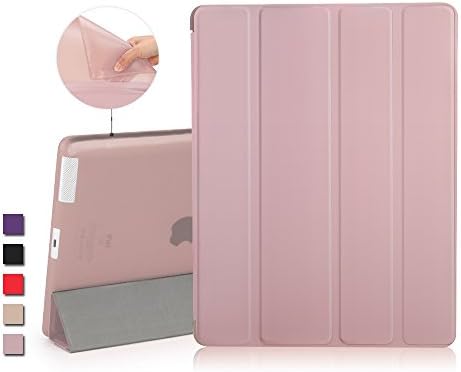 iPad 4 Case, iPad 3 Case, iPad 2 Case, iMucc Smart Case Cover + Matte Shell Soft TPU Back For Apple iPad 2/3/4 Built-in Magnet Stand with Smart Cover Auto Wake/Sleep (Rose Gold)