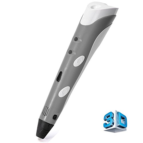 3D Druck Stift, Oxygentle OGP-1 3D Pen für 3D Zeichnungen zur Erstellung von dreidimensionalen Zeichnungen, Kunstwerken, Modellen, uvm. von Hand. Kompatibel mit 1,75 mm ABS und PLA Filament (grau)