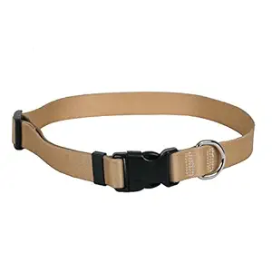 Yellow Dog Design Tan Simple Solid Dog Collar with Tag-A-Long ID Tag System-Medium-3/4 Neck 14 to 20