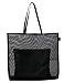Produktbild Mode große Mesh Shopper Schulter Tasche, eine Leder-Reißverschluss-Tasche innen für wertvolle Dinge, einfache Casual Style Umhängetasche für Frauen, Familie Storage Beach Bag, schwarz