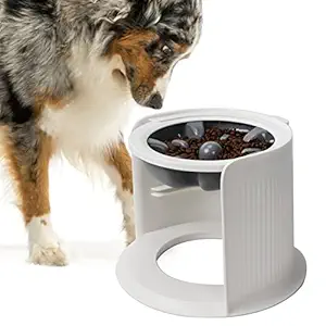 AUKL Slow Feeder Dog Bowls Adjustable Elevated Dog Bowls Raised Dog Bowl Stand & Interactive Bloat Stop Anti-Choking Dog Feeder for Dogs