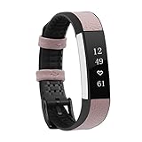 Armband, yustar Neue Ersatz echtem Leder TPU atmungsaktiv Armbanduhr Band Wrist Strap Armband für Fitbit Alta/Alta HR Fitness Tracker M rose