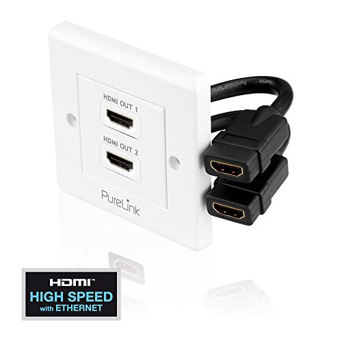 PureInstall PI105 High Speed HDMI AnschlußŸdose mit Ethernet Kanal (HDMI A Buchse auf HDMI A Buchse), zertifiziert, 2-fach, Kabelpeitsche, 0,1m - 2