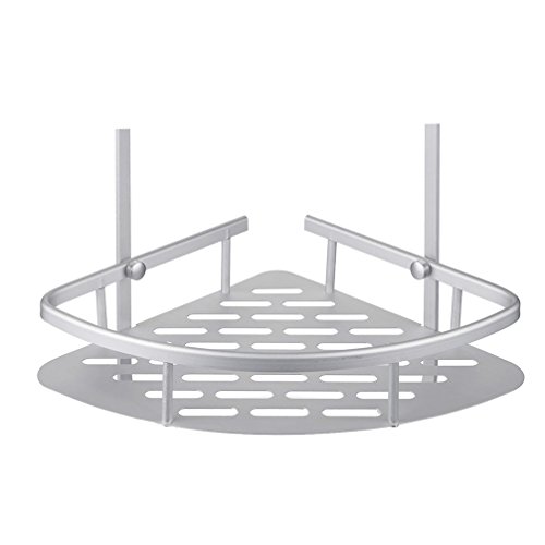 Eckregal Bad, 2 Etagen Kein Rost Aluminium Duschregal mit 2 Haken, 36 x 22 x 29 cm - 4