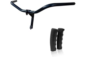 MADICKS MANUBRIO BICI ACCIAIO NERO BICICLETTA 600L CITY BIKE + COPPIA MANOPOLE NERO PER BICI 24" 26" 28"