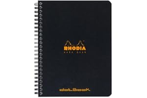RHODIA 193439Cpack - Quaderno a spirale (rilegatura integrale) Notebook NERO - A5+ - Puntinato DOT - 160 pag. staccabili - Carta Clairefontaine Bianca 80g/m² - Confezione da 5 QUADERNI