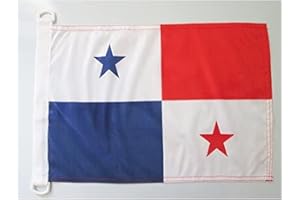 AZ FLAG - Drapeau Panama - 45x30 cm - Pavillon Nautique Panaméen Spécial Bateau Et Extérieur En Maille Bloquée Avec Anneaux Plastiques Intégrés - 30g