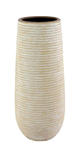 Vase Blumenvase Keramik creme weiß strukturiert 30,5 cm hoch - hochwertig • Vasen Blumenvasen