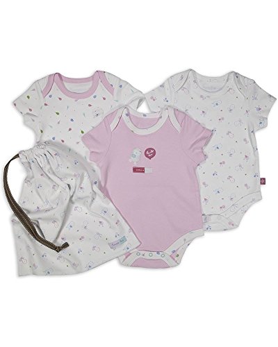 The Essential One - 3 Pack Baby Girl Balloon Bodysuits Vests- Pink - 0-3 Months - ESS136