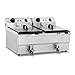 Produktbild Royal Catering RCEF-13DH Friteuse Fritteuse Doppelfriteuse (2x13L, 2x3200 W, 230V, Thermostat 60–200°C, Ablasshahn, Edelstahl, inkl. 2 Körbe mit Deckel)