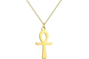 EUEAVAN Egyptian Ankh Cross Women's Necklace Pendant Prayer Egyptian Coptic Amulet Key of Life Cross Charm Necklace Classic Choker Jewelry Personalized Gifts