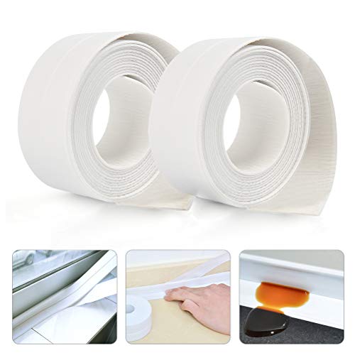 Preisvergleich Produktbild FOCCTS 2 Stück wasserdicht Dichtungsband Selbstklebend Dichtband PE Fugendichtungsband für Badezimmer, Dusche, Küche, Wand Ecke, Weiß 3,8 cm x3,35 m