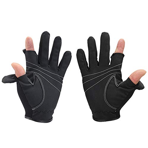 Reinefleur Outdoor Sport 2 Cut Doigts Gants Antidérapant Skidproof pour la Pêche de Chasse d'équitation de Cyclisme de Photographe