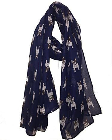 Navy French Bulldog Dog Long Scarf