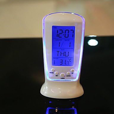 Creative LED Luminous Music Digital Alarm Clock Timer Backlight Blue Ray Temperature Display Calendar Clock