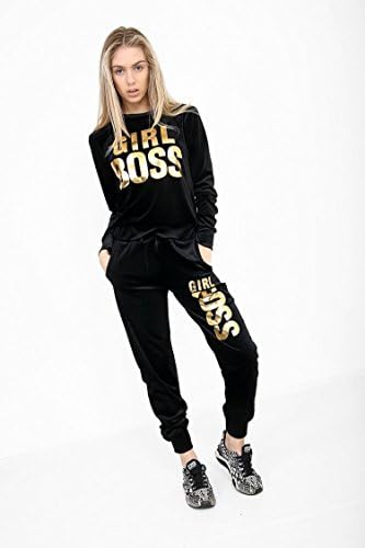 Womens Girl Boss Print Tracksuit Color Black Size S/M