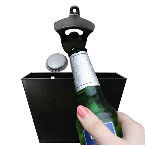 Wand Flaschenoffner mit Wandhalterung Flasche Cap Catcher durch Belle Vous - Wand Bieroffner und Soda Offner - Bierflaschenoffner - Montierte Schrauben und Wandstecker - Bar Offner
