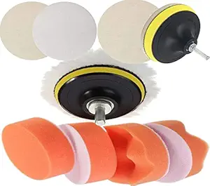 DIY Crafts 8-13 Pcs Gross Polishing Buffing Pad Kit Polisher Universal Adapter Car Polish Sponge Wheel Wash Cleaning Tools Cleaning Fit Drill Angle Grinder (With 1x Desnsity Felts Pad, 4