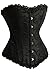 Produktbild r-dessous sexy Vollbrust Corsage Mieder Satin Korsage Corset Korsett Gothic schwarz Groesse: M