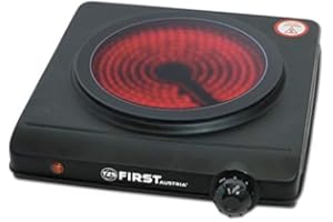 TZS First Austria - Placa de cocción vitrocerámica infrarroja TODOS los tipos de ollas 1250W - Mini hornillo eléctrico individual para mudanza, camping y hogar - Regulación continua y luz indicadora