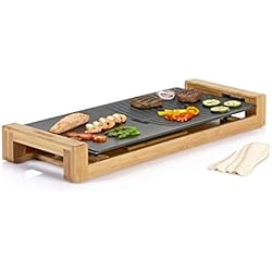 Princess 01.103025.01.001 103025 Plancha Chef Pure Duo incurvée, Surface de Cuisson : 25 x 50 cm, Plaque Lisse et striée, 1800 W, Noir/Marron