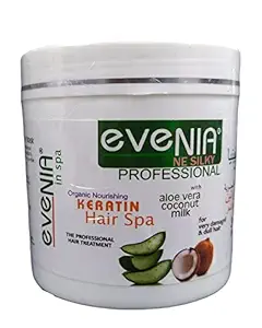 EVENIA ORGANIC NOURISHING KERATIN HAIR SPA WITH ALOE VERA COCONUT MILK FOR VERY DAMAGED & DULL HAIR FOR PROFESSIONAL BEAUTY PARLOUR SALOON OR HOME USE