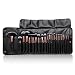 Ovonni 24pcs Professional Superior Cosmetic Makeup Brush Makeup Tools Kit Brush Set Black Brush Roll
