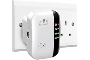XIAOMGU 2025 Newest WiFi Booster, WiFi Extender, WiFi Repeater, Covers Up to 3950 Sq.ft and 50 Devices, Internet Booster - with Ethernet Port, Quick Setup, Home Wireless Signal Booster, UK plug