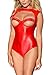 Produktbild marysgift Damen Body Teddy Wetlook/Kunstleder Optik mit Einschnitten im Gogo Design Rot Übergröße XXXL 44 46