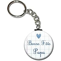 Bonne fête PAPA Porte clés chaînette 38mm ( Idée Cadeau Papa Baptême Communion Noël Anniversaire )