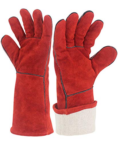 examen XXSPU Gants Gants de soudage Gants de Protection Soudage électrique Gants de Barbecue Gants mécaniques Gants isolants, Rouge 36 * 15cm