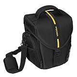 Praktische Aufteilung in der Fototasche dank diverser Fächer: 1x Hauptfach (mit 2 variablen Trennstreifen), 4x Zusatzfächer für Zubehör und eine Gürtelaufnahme; Schultergurtlänge: max. 135 cm