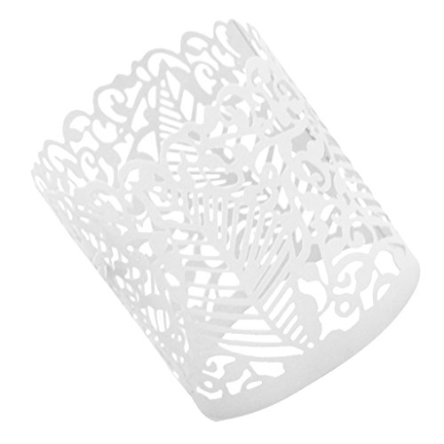 Generic 50x Papier Führte Kerze Lampenschirm Licht Halter Teelicht Wrapper – Weiß, One size - 9