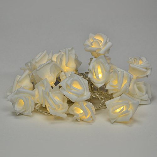Rosenblütenkette 20 LED warm weiß Lichterkette Blumen Rosen - 2