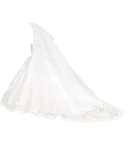BARWA White Wedding Dress With Long Veil Evening Party Princess White