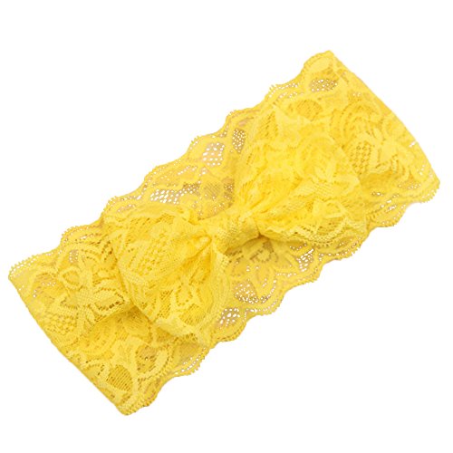 Sanwood Kids Baby Girl Lace Bowknot Headband Headwear (Yellow)
