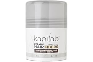 Kapilab Fibras Capilares - Disimula la falta de Cabello al Instante – Microfibras en Polvo de Queratina para Hombres y Mujeres - Tapa la Calvicie de forma Natural - 5gr - Castaño Oscuro