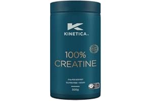 Kinetica 100% Créatine en poudre 500g, Monohydrate de Créatine, 147 portions, poudre de créatine pour athlètes, conforme à l'AMA, facilement soluble, végétarienne, sans gluten